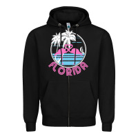 Black Hot Trend Florida Pink Flamingo Heart 80S Retro Vintage Style Zipper Hoodie - lanVoArt