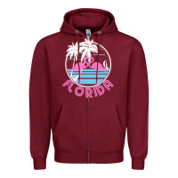 Burgundy Hot Trend Florida Pink Flamingo Heart 80S Retro Vintage Style Zipper Hoodie - lanVoArt
