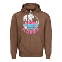 Chestnut Hot Trend Florida Pink Flamingo Heart 80S Retro Vintage Style Zipper Hoodie - lanVoArt