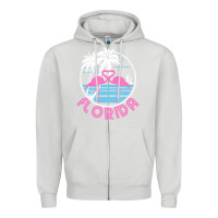Dove Grey Hot Trend Florida Pink Flamingo Heart 80S Retro Vintage Style Zipper Hoodie - lanVoArt