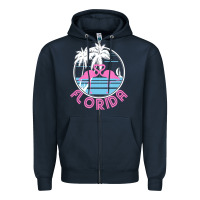 Hot Trend Florida Pink Flamingo Heart 80s Retro Vintage Style Zipper Hoodie | Teevron