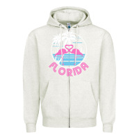 Oatmeal Heather Hot Trend Florida Pink Flamingo Heart 80S Retro Vintage Style Zipper Hoodie - lanVoArt
