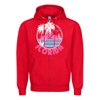 Red Hot Trend Florida Pink Flamingo Heart 80S Retro Vintage Style Zipper Hoodie - lanVoArt