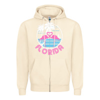 Sandshell Hot Trend Florida Pink Flamingo Heart 80S Retro Vintage Style Zipper Hoodie - lanVoArt