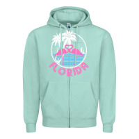 Seafoam Hot Trend Florida Pink Flamingo Heart 80S Retro Vintage Style Zipper Hoodie - lanVoArt