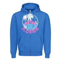 True Royal Hot Trend Florida Pink Flamingo Heart 80S Retro Vintage Style Zipper Hoodie - lanVoArt