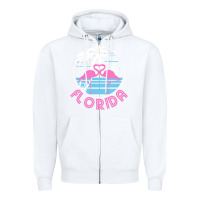White Hot Trend Florida Pink Flamingo Heart 80S Retro Vintage Style Zipper Hoodie - lanVoArt