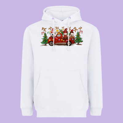 Christmas Gnome Truck Heavyweight Hoodie Designed By Artiststas