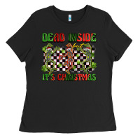 Black dead inside but it's christmas dancing skeletons Ladies Tee - BarkalooDesign
