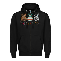 Black Happy Easter Zipper Hoodie - CowhideDigitalArt