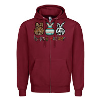 Burgundy Happy Easter Zipper Hoodie - CowhideDigitalArt