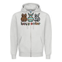 Dove Grey Happy Easter Zipper Hoodie - CowhideDigitalArt