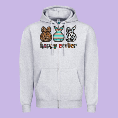 Happy Easter Zipper Hoodie Designed By Cowhidedigitalart