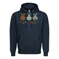 Navy Happy Easter Zipper Hoodie - CowhideDigitalArt
