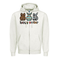 Oatmeal Heather Happy Easter Zipper Hoodie - CowhideDigitalArt