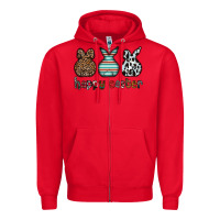 Red Happy Easter Zipper Hoodie - CowhideDigitalArt