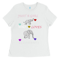 White Just A Girl Who Loves Elephants Ladies Tee - Bettercallsaul