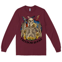 Burgundy freedom rocks Long Sleeve Tee - CowGirlArtShop