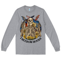Heather Grey freedom rocks Long Sleeve Tee - CowGirlArtShop