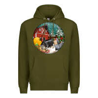 Army Green Christmas On The Farm Premium Hoodie - FaDigitalArtStudio