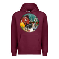 Burgundy Christmas On The Farm Premium Hoodie - FaDigitalArtStudio