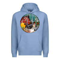 Colony Blue Christmas On The Farm Premium Hoodie - FaDigitalArtStudio