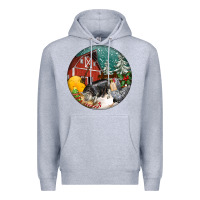 Heather Grey Christmas On The Farm Premium Hoodie - FaDigitalArtStudio