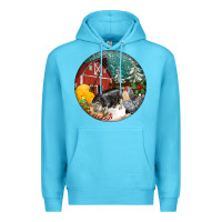 Ocean Blue Christmas On The Farm Premium Hoodie - FaDigitalArtStudio