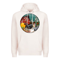 Pale Pink Christmas On The Farm Premium Hoodie - FaDigitalArtStudio