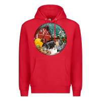 Red Christmas On The Farm Premium Hoodie - FaDigitalArtStudio