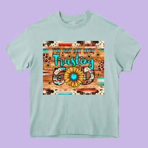 I'm Just Out Here Trusting God Heavy Core Tee Designed By Jahusdesignshop