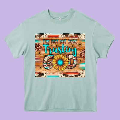 I'm Just Out Here Trusting God Heavy Core Tee Designed By Jahusdesignshop