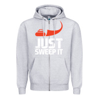 Heather Grey just sweep it! funny curling sports gift hoodie Zipper Hoodie - lanVoArt