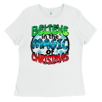 White believe in the magic of christmas Ladies Tee - BarkalooDesign