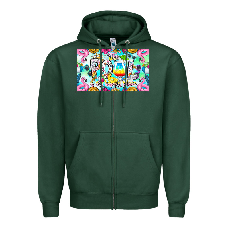 The Pool Is My Happy Place Zipper Hoodie by CowhideDigitalArt | Teevron