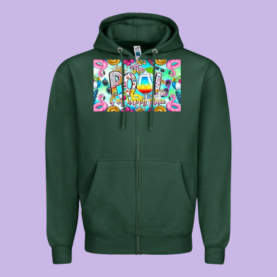 The Pool Is My Happy Place Zipper Hoodie Designed By Cowhidedigitalart