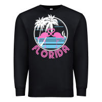 Black Hot Trend Florida Pink Flamingo Heart 80S Retro Vintage Style Premium Sweatshirt - lanVoArt