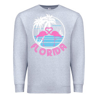 Heather Grey Hot Trend Florida Pink Flamingo Heart 80S Retro Vintage Style Premium Sweatshirt - lanVoArt