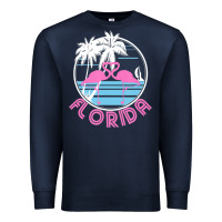 Navy Hot Trend Florida Pink Flamingo Heart 80S Retro Vintage Style Premium Sweatshirt - lanVoArt