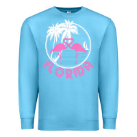 Ocean Blue Hot Trend Florida Pink Flamingo Heart 80S Retro Vintage Style Premium Sweatshirt - lanVoArt