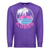 Hot Trend Florida Pink Flamingo Heart 80s Retro Vintage Style Premium Sweatshirt | Teevron