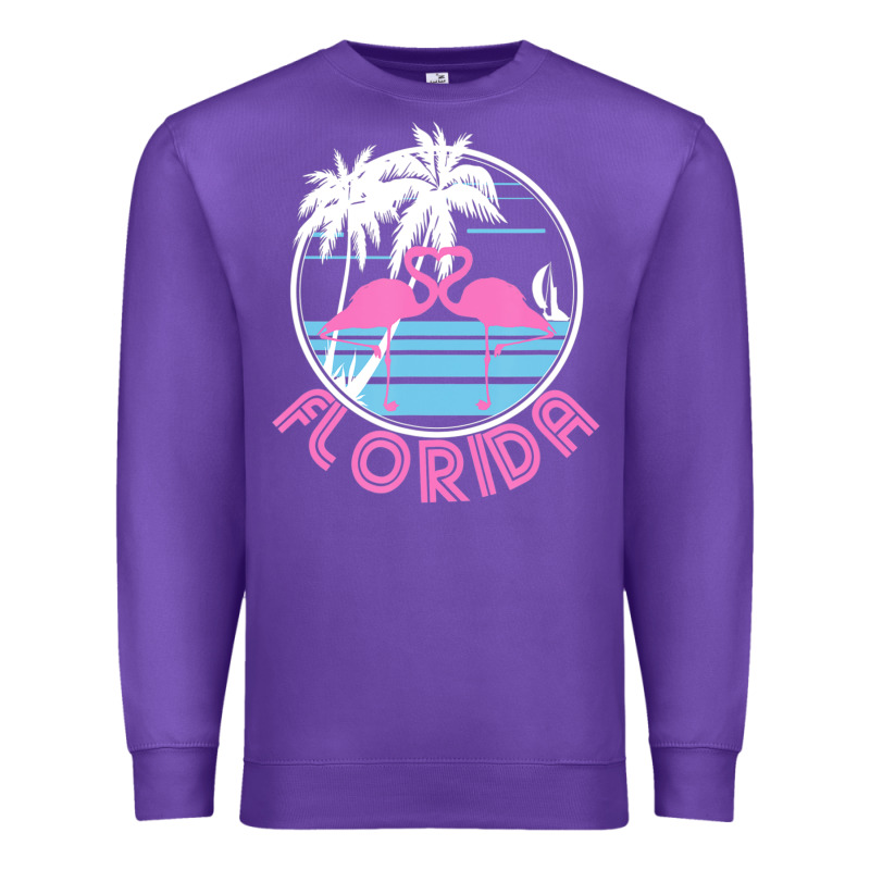 Hot Trend Florida Pink Flamingo Heart 80s Retro Vintage Style Premium Sweatshirt by lanVoArt | Teevron