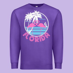 Hot Trend Florida Pink Flamingo Heart 80s Retro Vintage Style Premium Sweatshirt Designed By Lanvoart