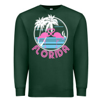Sports Green Hot Trend Florida Pink Flamingo Heart 80S Retro Vintage Style Premium Sweatshirt - lanVoArt
