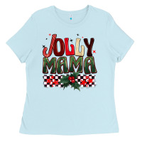Baby Blue Christmas jolly mama Ladies Tee - BarkalooDesign