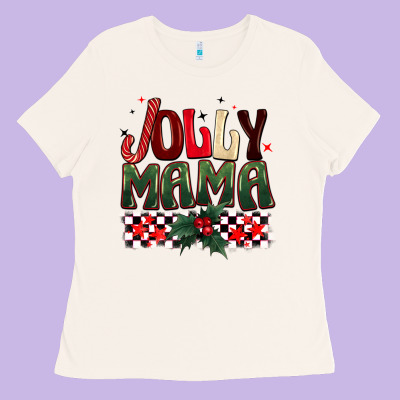 Christmas Jolly Mama Ladies Tee Designed By Barkaloodesign
