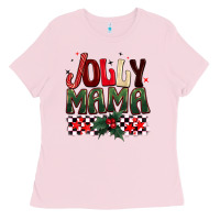 Bubblegum Pink Christmas jolly mama Ladies Tee - BarkalooDesign