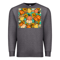 Charcoal Heather pumpkin sunflowers leaves Premium Sweatshirt - Artiststas