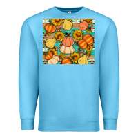 Ocean Blue pumpkin sunflowers leaves Premium Sweatshirt - Artiststas