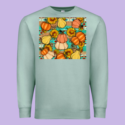 Pumpkin Sunflowers Leaves Premium Sweatshirt Designed By Artiststas